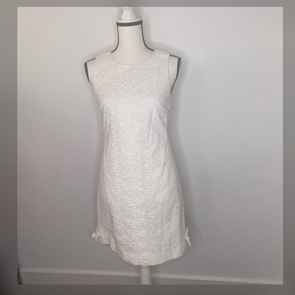 Lily Pulitzer Women's White Dress with Eyelet Pattern Size 0